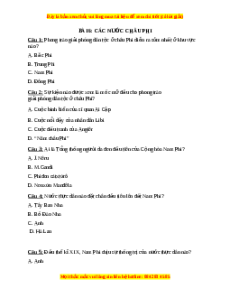 Trắc nghiệm Bài 6: Các nước Châu Phi Lịch sử 12