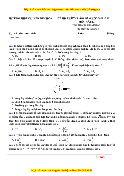 Đề thi thử Vật Lí trường Chuyên Biên Hòa năm 2021