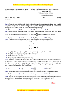 Đề thi thử Vật Lí trường Chuyên Biên Hòa năm 2021