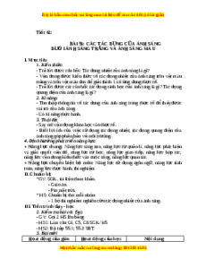 Giáo án Các tác dụng của ánh sáng Vật lí 9