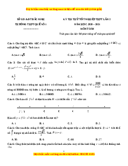 Đề thi thử Toán trường Quế Võ 1 năm 2021
