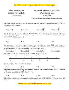 Đề thi thử Toán trường Quế Võ 1 năm 2021