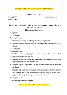 Giáo án CĐ Trình bày văn bản với hộp khối và hộp văn bản Tin 10  Kết nối tri thức