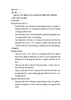 Giáo án Bài 20: Tác động của con người đến môi trường Khoa học lớp 5 Cánh diều