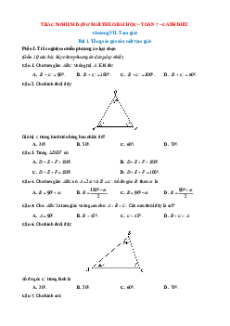 Trắc nghiệm Toán 7 Đúng-Sai, Trả lời ngắn Cánh diều Chương 7