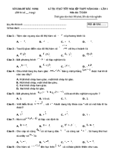 Đề thi thử tốt nghiệp Toán Sở GD Bắc Ninh lần 1 năm 2024