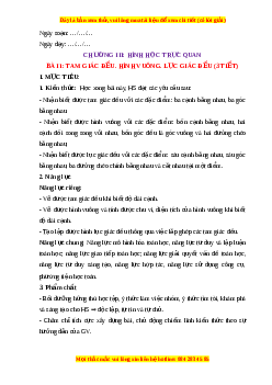 Giáo án Tam giác đều. Hình vuông. Lục giác đều Toán 6 Cánh diều