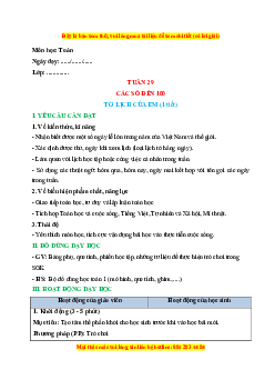 Giáo án Tờ lịch của em Toán lớp 1 Chân trời sáng tạo