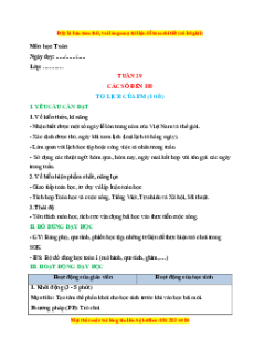 Giáo án Tờ lịch của em Toán lớp 1 Chân trời sáng tạo