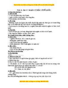 Giáo án Bài 17 GDCD 9: Nghĩa vụ bảo vệ Tổ Quốc