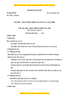 Giáo án Bài 25 Tin 11 Kết nối tri thức: Phần mềm chính sửa ảnh