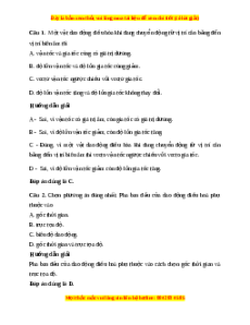 Trắc nghiệm Bài tập về dao động điều hoà Vật lí 11 Kết nối tri thức