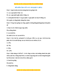 Đề thi giữa kì 2 Sinh học 9 (Đề 3)