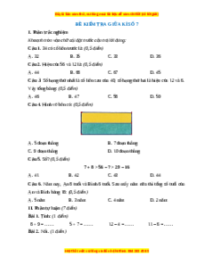 Đề thi giữa kì 1 Toán lớp 2 Chân trời sáng tạo - Đề 7
