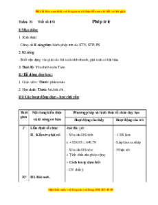 Giáo án Bài 151 Toán lớp 5: Phép trừ