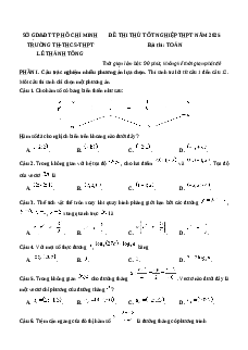Đề thi thử tốt nghiệp THPT 2025 Toán trường THPT Lê Thánh Tông - HCM