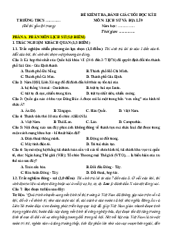 Bộ đề thi Cuối kì 2 Lịch sử&Địa Lý 9 Kết nối tri thức Cấu trúc mới