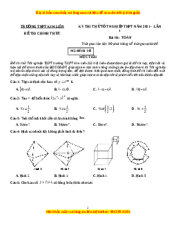 Đề thi thử Toán trường Kim Liên năm 2021