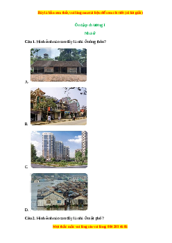 Trắc nghiệm Ôn tập chương 1: Nhà ở Công nghệ 6 Kết nối tri thức