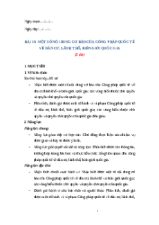 Giáo án Bài 15: Một số nội dung cơ bản của Công pháp quốc tế KTPL 12 Chân trời sáng tạo