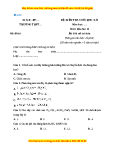Đề thi cuối kì 1 Hóa Học 11 Kết nối tri thức - Đề 2