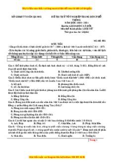 Đề thi thử Lịch Sử Sở Tuyên Quang năm 2021
