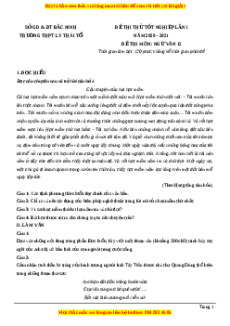 Đề thi thử Ngữ Văn trường Chuyên Lý Thái Tổ lần 1 năm 2021