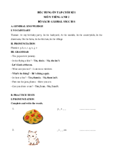 Đề cương ôn tập Cuối kì 1 Tiếng Anh 2 Global Success