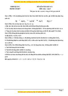 Đề thi cuối kì 1 Hóa học 9 UBND Quận 2 TP HCM