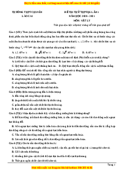 Đề thi thử Vật Lí trường Chuyên Lào Cai năm 2021