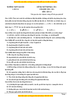 Đề thi thử Vật Lí trường Chuyên Lào Cai năm 2021