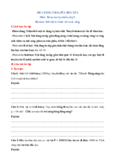 Đề cương ôn tập Giữa kì 1 Khoa học tự nhiên 9 Kết nối tri thức