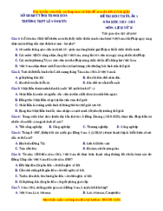 Đề thi thử Lịch sử trường Lê Văn Hưu - Thanh Hóa lần 1 năm 2023