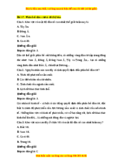 Trắc nghiệm Bài 17: Phân bố dân cư và đô thị hóa Địa lí 10 Cánh diều