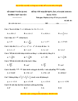 Đề thi thử Toán trường Chuyên Tuyên Quang năm 2021