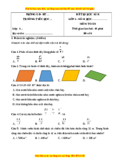 Đề thi cuối kì 2 Toán lớp 4 Cánh diều - Đề 6