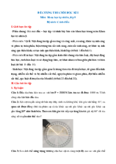 Đề cương ôn tập Cuối kì 1 Khoa học tự nhiên 9 Cánh diều