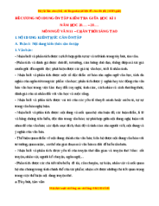 Đề cương ôn tập giữa kì 1 Ngữ văn 11 Chân trời sáng tạo