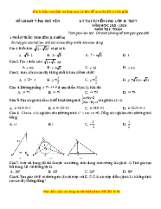 Đề thi vào 10 Toán Tỉnh Phú Yên năm 2023-2024