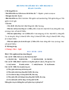 Đề cương ôn tập Giữa kì 1 Hóa học 12 Cánh diều