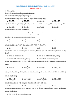 Bài tập ôn tập + Đề kiểm tra Toán 10 Chân trời sáng tạo chương 5