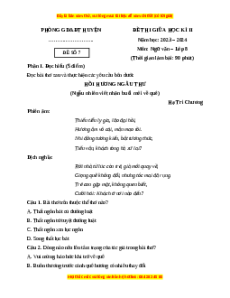 Đề thi giữa kì 2 Ngữ văn 8 Cánh diều (Đề 7)