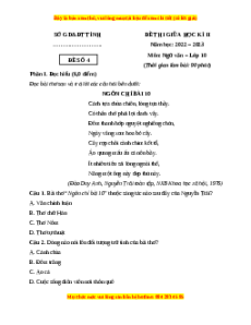 Đề thi cuối học kì 2 Ngữ Văn 10 Cánh diều có đáp án (Đề 4)