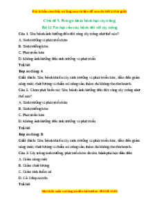 Trắc nghiệm Bài 12: Tác hại của sâu, bệnh đối với cây trồng Công nghệ 10 Cánh diều