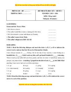 Đề thi giữa kì 1 Tiếng Anh 8 Global success (Đề 3 kèm file nghe)