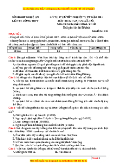 Đề thi thử Lịch Sử Liên trường Nghệ An năm 2021