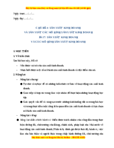 Giáo án Bài 7 KTPL 10 Kết nối tri thức: Sản xuất kinh doanh và các mô hình sản xuất kinh doanh