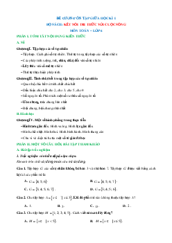 Đề cương ôn tập Giữa kì 1 Toán 6 Kết nối tri thức cấu trúc mới