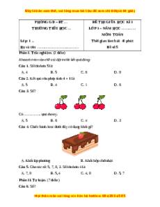 Đề thi cuối kì 1 Toán lớp 1 Cánh diều (Đề 5)