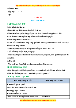 Giáo án Ôn tập chung Toán lớp 1 Chân trời sáng tạo
